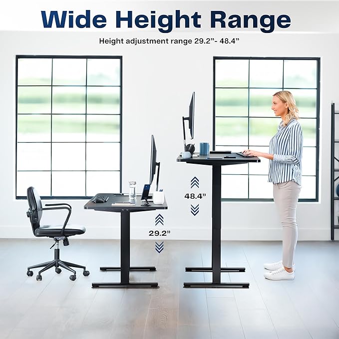 VIVO Electric 55 x 28 in Standing Desk, Memory Height Adjustment, 1B Series, One-Piece Rustic Vintage Brown Top, Gray Frame, DESK-KIT-1G55N