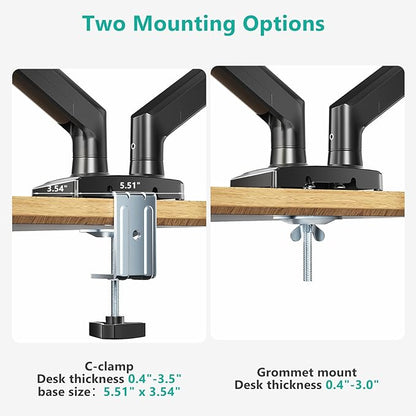 WALI Dual Monitor Stand for 17-32 inch Computer Screens, Dual Monitor Arms for 2 Monitors Holds up to 22 lbs, Height Adjustable Gas Spring Dual Monitors Mount, VESA 75x75/100x100mm (GSMP002N), Black