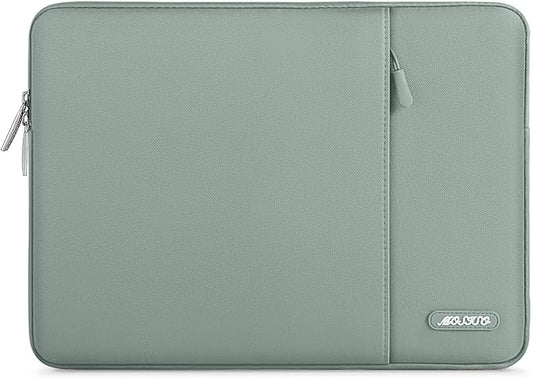 MOSISO Laptop Case 13.3 inch, 13-13.3 inch Laptop Sleeve Compatible with MacBook Air/Pro 13/Pro 14 M5 M4 M3 M2 M1, HP Dell ASUS Lenovo,Polyester Vertical Computer Sleeve Bag with Pocket, Antique Green