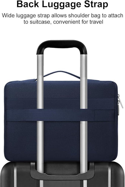 MOSISO 360 Protective Laptop Case 16 inch, 15-15.6 inch Laptop Sleeve Compatible with MacBook Pro 16, HP Acer Dell Lenovo ASUS Notebook,Side Open Bag with 2 Raised&1 Flapover Pockets, Navy Blue