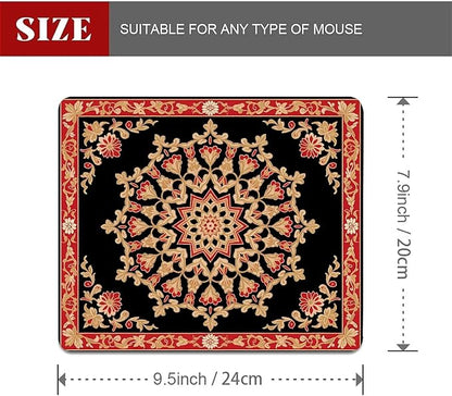 Square Mouse Pad Floral Carpet, Personalized Premium-Textured Custom Mouse Mat Design, Washable Mousepad Cloth, Non-Slip Rubber Base Computer Mouse Pads for Wireless Mouse