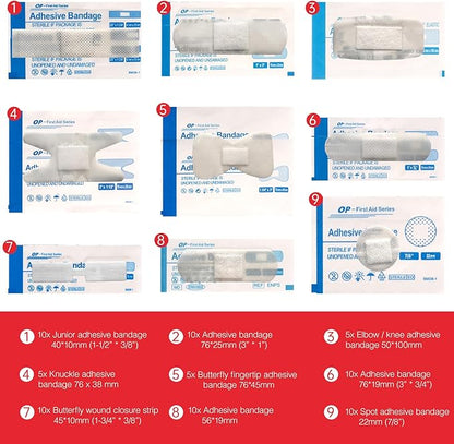 Refill First Aid Kit with 75PCS Assorted Bandages - Emergency Bandage Replenish Pack for Home, Car, Camping, Cuts & Scrapes Care