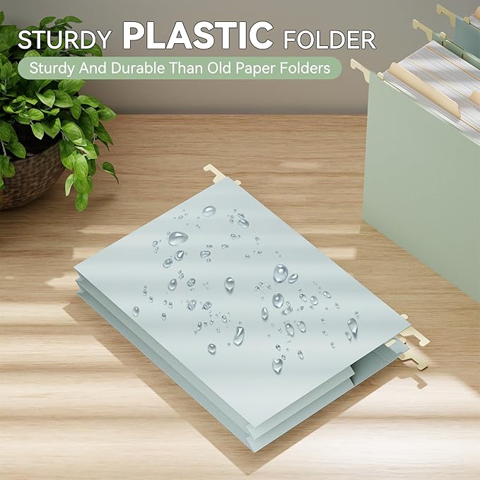 Plastic Expandable Hanging File Folder Letter Size,Heavy Duty 3"Expansion,6 Pack Extra Capacity Hanging Folders,Accordian Pocket,Adjustable Tabs,Hanging Organizer for Bulky Files,Morandi color