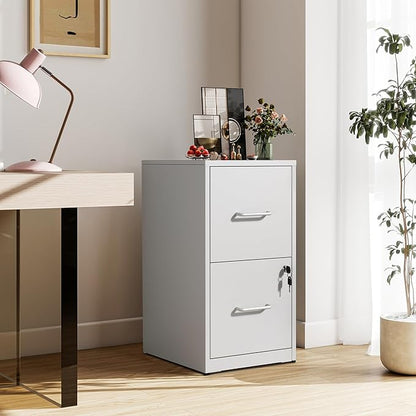 2-Drawer Locking Vertical File Cabinet, Metal Storage Cabinet for Office/Home – Secure Vertical Filing for Letter/Legal/A4/F4 Documents, Easy to Assemble Steel Cabinet