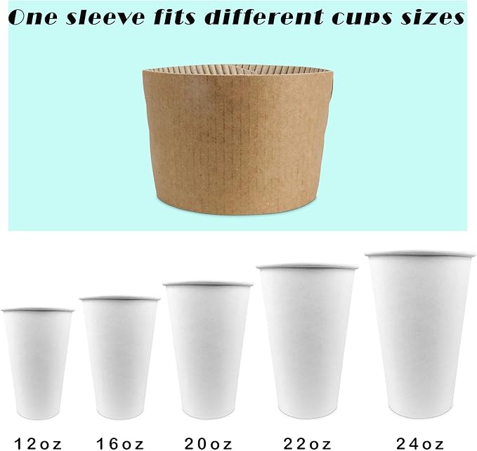 FMP Brands [1000 Pack] Kraft Coffee Cup Sleeves Disposable for Hot Drinks, Durable Corrugated Cardboard Cup Sleeves for 12-24 oz Cups, Beverage Insulator and Hand Protection for Hot & Cold Drinks