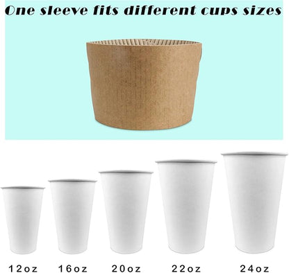 FMP Brands [1000 Pack] Kraft Coffee Cup Sleeves Disposable for Hot Drinks, Durable Corrugated Cardboard Cup Sleeves for 12-24 oz Cups, Beverage Insulator and Hand Protection for Hot & Cold Drinks