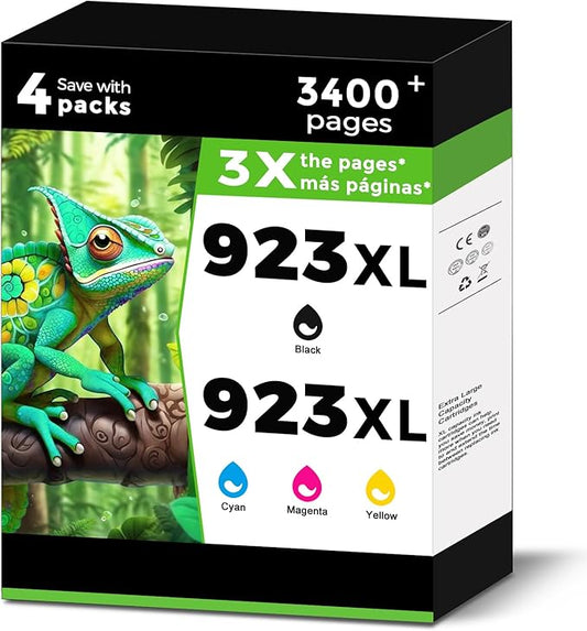 923XL (923e) Ink Cartridges Fit for HP OfficeJet Pro 8130e 8135e 8125e Printers Replacement for 923 e XL for HP923 8122e 8138e 8139e 8125e 8124 8124e 8130 8132e 8134e Black Cyan Magenta Yellow 4 Pack