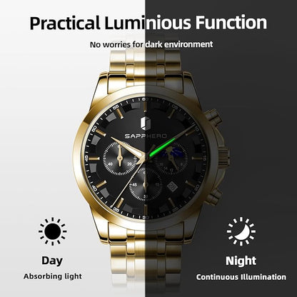 BY BENYAR Mens Watches Analog Quartz Chronograph Waterproof Wrist Watches for Men Fashion Business Work Casual Sport Designer Dress Watch with Calendar Elegant Gifts for Men