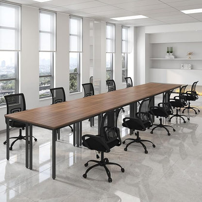 Bonzy Home Conference Tables 23ft Office Computer Desk for Meeting Room Study Writing Printer Podcast Table for 24 People Rustic Walnut 10PCS 275.5"x47.2"x29.5"