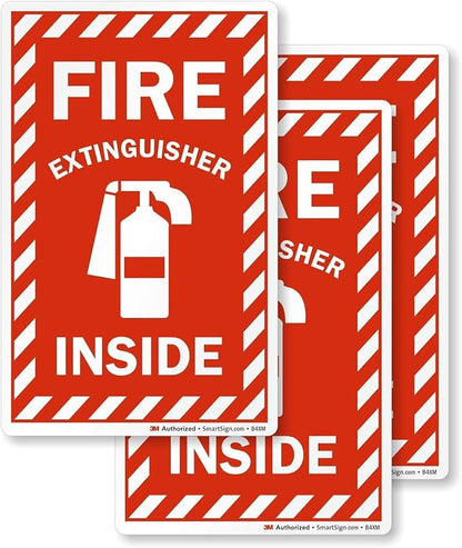 SmartSign Fire Extinguisher Inside Label | 4" x 6" Engineer Grade Reflective, Pack of 3, Made in USA
