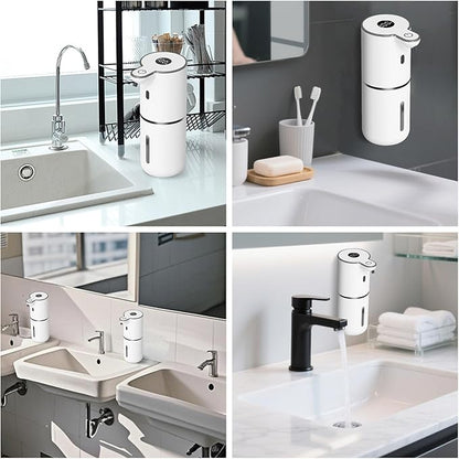 2 Pack Automatic Foaming Soap Dispenser Touchless, USB Rechargeable Smart Hand Soap Dispenser, 6-Level Adjustable, 12.8oz/380mL Wall Mount for Bathroom Kitchen Dish Soap