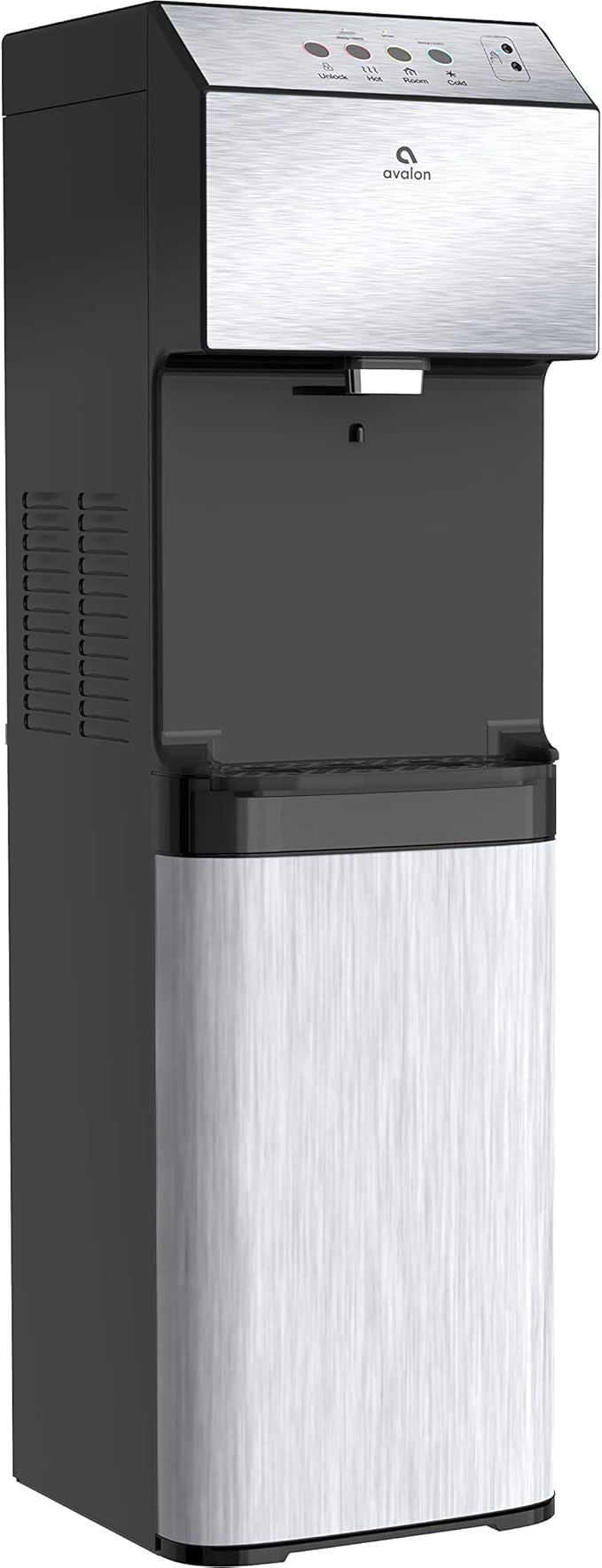 Avalon Hand-Free Touchless Electric Bottleless Water Cooler Dispenser with BioGuard- 3 Temperatures, Digital Clock with Temperature Control, Self Cleaning, Anti-Microbial Coating, Stainless Steel