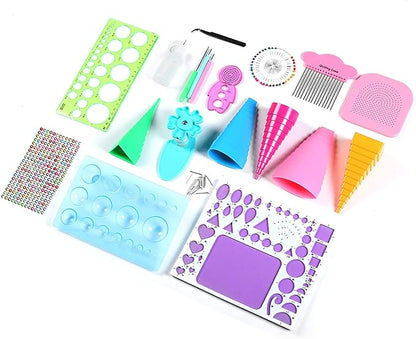 SparkFeng Handmade Paper Quilling Tool Kit, DIY Paper Craft Rolling Kit with Tweezers Beads Needle and Templates, Filigree Paper Craft Accessories for Card Making Scrapbooking Decoration