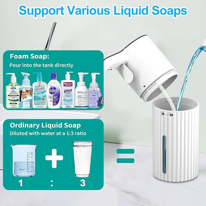HOMELYLIFE Automatic Foam Soap Dispenser, 13.53oz/400ml Soap Dispenser Need AA*2 (Don't Include) with Long Press for Foam Output Continuously, Hand Soap Dispenser for Bathroom, Kitchen, Office, Home