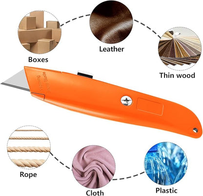 DIYSELF 2Pack Utility Knife Box Cutter Retractable Blade Heavy Duty (Orange)