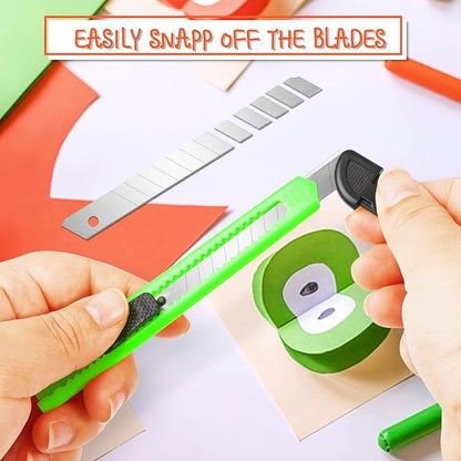 48 Pack 9mm Box Cutter Retractable Utility Knife, Razor Knife for Cartons, Box Opener, Disposable Exacto Knife for Home, School use