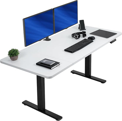 VIVO Electric 60 x 30 in Standing Desk, Memory Height Adjustment, 1B Series, White Top Black Frame, DESK-KIT-1B6W-30