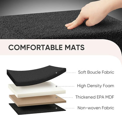 PINPLUS Storage Ottoman Cube Square Shaped Ottomans with Storage Foot Stool Footrest for Lving Room Boucle Ottoman Seat for Dorm Room,Faux Teddy Fur Black, 11.8"x11.8"x11.8"