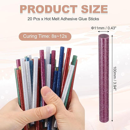 PATIKIL Hot Glue Sticks for Glue Gun, 20 Pcs Colored Hot Melt Adhesive Bulk Sticks for DIY Craft Projects Art Decoration Home Repairs, Rose Red (3.9" x 0.43")