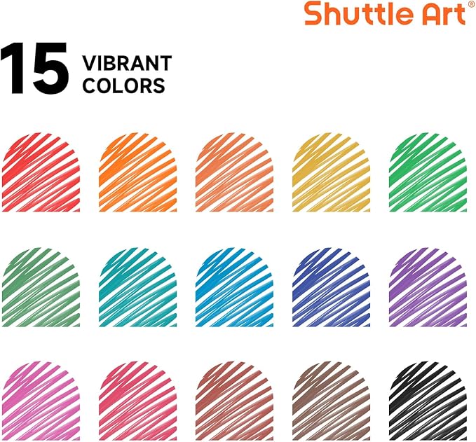 Shuttle Art Dry Erase Markers 15 Colors — Ultra Fine Tip Whiteboard Markers with Eraser
