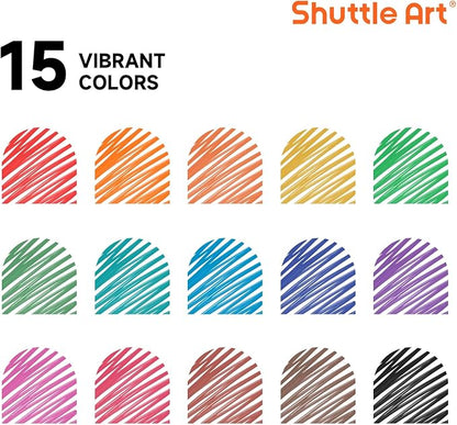 Shuttle Art Dry Erase Markers 15 Colors — Ultra Fine Tip Whiteboard Markers with Eraser