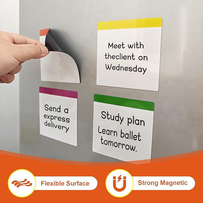 Square Sticky Note Pads Magnets 3X3,Dry Erase Magnets,Write on Small Magnetic Boards,Writing Message Pads on Fridge 18 Pieces