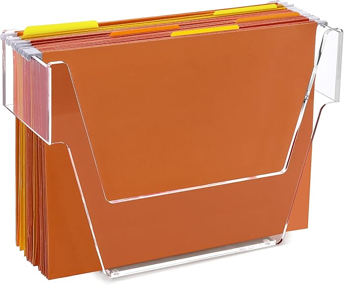 DINGHUO Hanging File Folder Frame, Legal Size Hanging File Organizer, Acrylic File Holder Filing Organizer Box Storage for Desk, Home Office, School - 1 Pack
