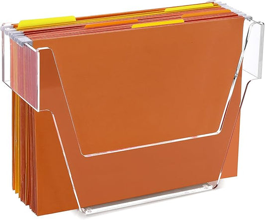 DINGHUO Hanging File Folder Frame, Legal Size Hanging File Organizer, Acrylic File Holder Filing Organizer Box Storage for Desk, Home Office, School - 1 Pack