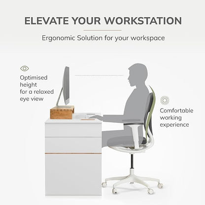 Anji Mountain Wooden Monitor Stand - Elegant Monitor Riser, Perfect Monitor Stand for Desk Organization, Durable Wood Construction monitor stands, Enhances Ergonomics and Workspace Efficiency,Natural