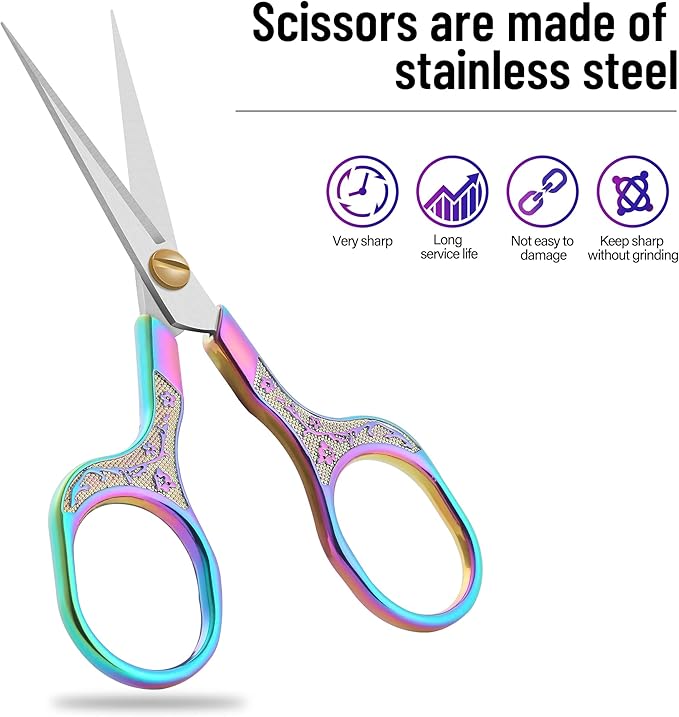 Embroidery precision scissors-Glexal 5 Inch Vintage Scissors-2 pack,Ultra Sharp Blade Shears,scotch small crafts scissors for multi purpose…