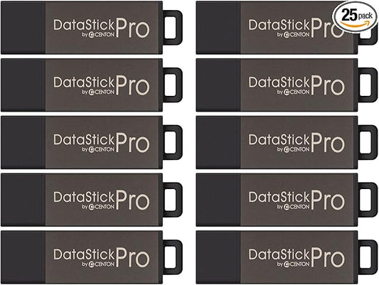 4GB DataStick Pro by Centon, 25 Pack, USB 2.0 Flash Drive Memory Stick for Storage and Backup
