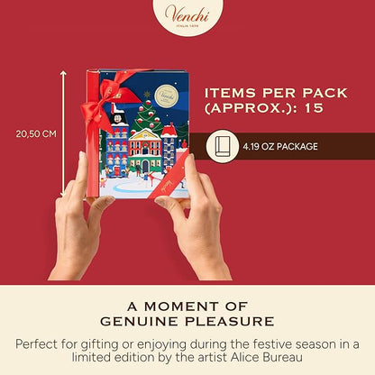 Venchi - Maxi Christmas Book with Assorted Chocolates, Gianduiotto and Chocoviar, Limited Edition, Gluten-Free, No Colourings or Preservatives, Gift Idea