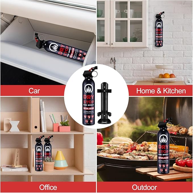 2Pack Dry Stop Fire Spray for Home - Auto Fire Extinguisher for Truck Vehicle, 600g Dry Chemical Powder A B C Fire Extinguisher for Kitchen, Car, Boat, Marine, Portable Use (2 Blue)