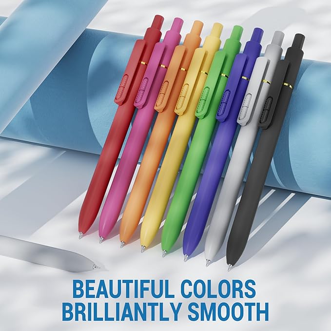 8Pcs Gel Pens - 0.5mm Black Ink Pens Fine Point Smooth Writing, Quick Drying Retractable Pen for Journaling, Cute School & Office Supplies