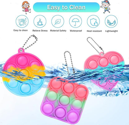 30PCS Party Favors for Kids,Bulk Fidget Toys, Birthday Party Toys, Small Classroom Prizes Box Fidgets Toys for Kids Toddlers Adult, Goodie Bag Stuffers, Treasure Chest, Bubbles Poppers (Square)
