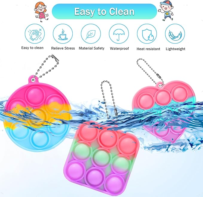 30PCS Party Favors for Kids,Bulk Fidget Toys, Birthday Party Toys, Small Classroom Prizes Box Fidgets Toys for Kids Toddlers Adult, Goodie Bag Stuffers, Treasure Chest, Bubbles Poppers (Heart)