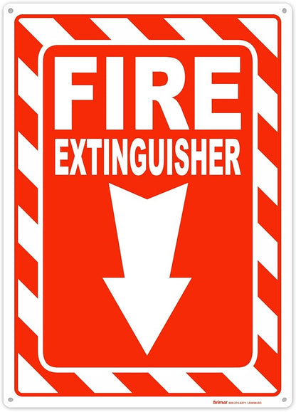 Brimar - 7" x 10" - Fire Extinguisher Sign - Polyethylene Plastic - Fire Safety Sign - Easy Installation