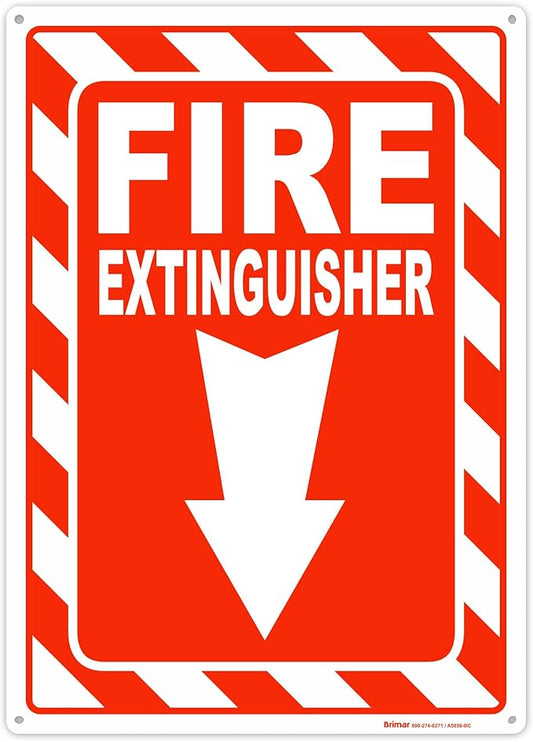 Brimar - 10" x 14" - Fire Extinguisher Sign - Polyethylene Plastic - Safety Promotion - High Visibility