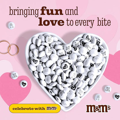 M&M’S WORLD Wedding Themed Milk Chocolate Candy - 5lbs Assorted Pre-designed Just Married, I Do Wedding Decoration White Wedding M&M'S Candy