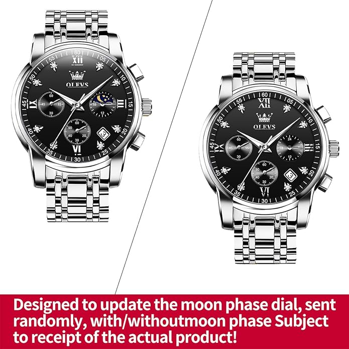 OLEVS Men's Luxury Watch Waterproof Luminous Easy Read Chronograph Watches Full Gold/White Dail/Black Face with Calendar Wristwatch