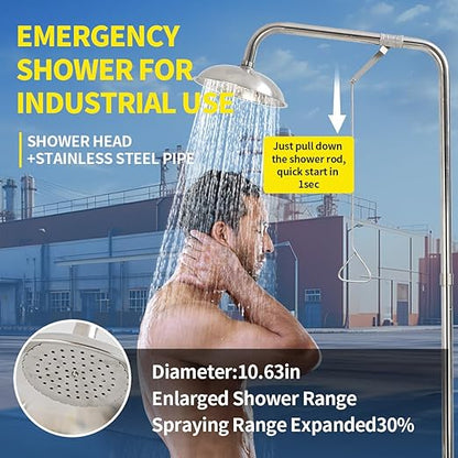 Combination Eye Wash Station, Emergency Eyewash Stations OSHA Approved 304 Stainless Steel Eyewash Shower Station for Industrial & Commercial & Lab Use,NPT Thread, with Emergency Sign