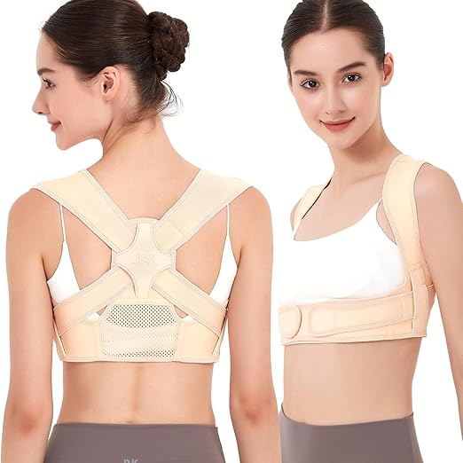 Posture Corrector for Back Support: Adjustable Shoulder Posture Brace for Men and Women (Beige, Large/X-Large)