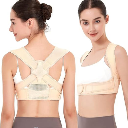 Posture Corrector for Back Support: Adjustable Shoulder Posture Brace for Men and Women (Beige, Large/X-Large)