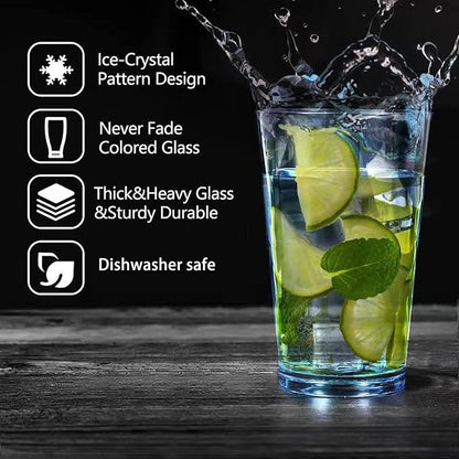 Unbreakable Plastic Drinking Glasses [Set of 6] Shatterproof Tumblers, Reusable Glass Cups, Dishwasher Safe (16 Ounces)