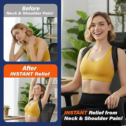 Posture Corrector for Men and Women, UltraSupport+ Comfortable Upper and Back Brace, Pain Relief from Bad Posture for Slumping Shoulders, Hunching, Shoulder Pain Neck. Adjustable Back Straightener.