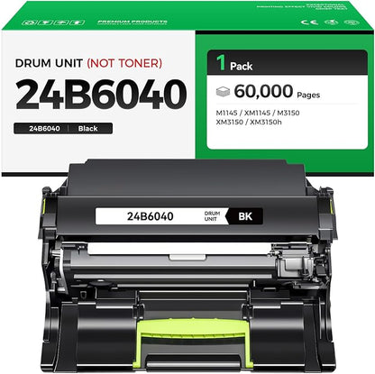 24B6040 Imaging Unit (Not Toner) High Yield Replacement for Lexmark 24B6040 Drum Unit Compatible with M1140 XM1140 M1145 XM1145 M3150 XM3150 XM3150h Laser Printer All-in-One Copier (60,000 Pages)