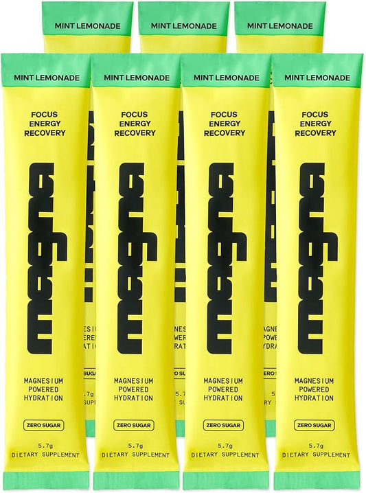 MAGNA Electrolytes Powder Drink Mix for Hydration, Energy & Focus Support with Magnesium L Threonate, Sodium, Potassium, Vitamin D, B6 & B12, Sugar Free, Mint Lemonade Flavor, 7 Servings