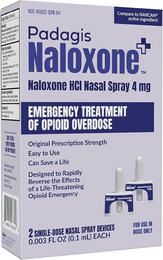 Naloxone HCI Nasal Spray, 4 mg – Emergency Treatment for Opioid Overdose - Rapid-Response Opioid Overdose Reversal, 2 Dose Single Use Nasal Spray