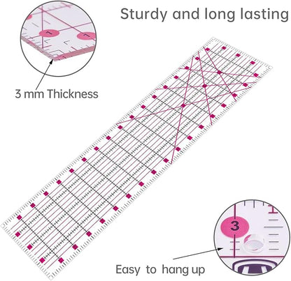 Rotary Cutter Set Pink - Quilting Kit incl. 45mm Fabric Cutter, 5 Replacement Blades, A2 Cutting Mat, Acrylic Quilting Ruler and Sewing Clips, Craft Knife Set, Ideal for Crafting, Sewing, Patchworking