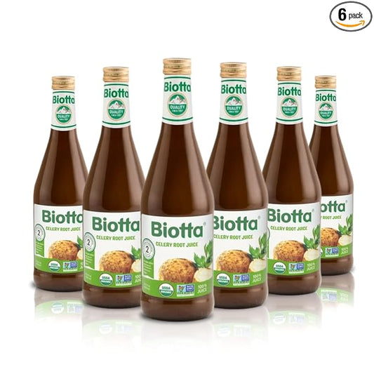 Biotta Organic Celery Juice - 100% Vegetable Juice for Energy, Immunity & Wellness - Excellent Source of Nutrients - All Natural, Non-GMO, Gluten-Free (16.9 Fl Oz, Pack of 6)